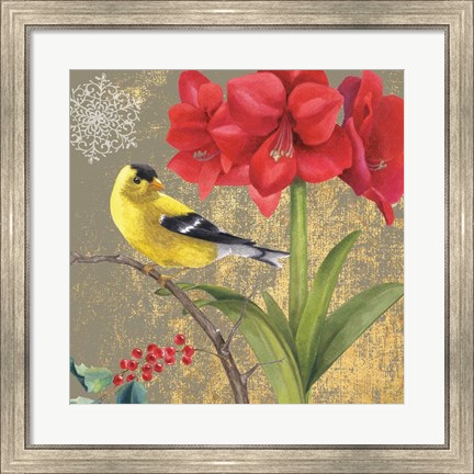 Framed Winter Birds Goldfinch Collage Print