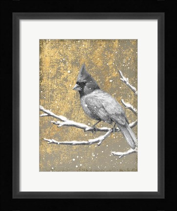 Framed Winter Birds Cardinal Neutral Print