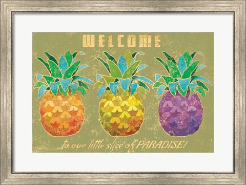 Framed Island Time Pineapples Welcome Print