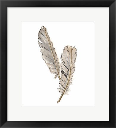 Framed Gold Feathers VIII Print