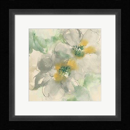 Framed Silver Quince I Teal Print