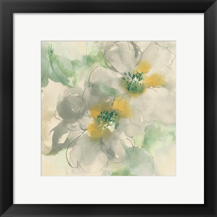 Framed Silver Quince I Teal Print
