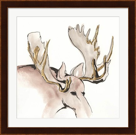 Framed Gilded Moose Print