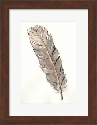 Framed Gold Feathers V Print