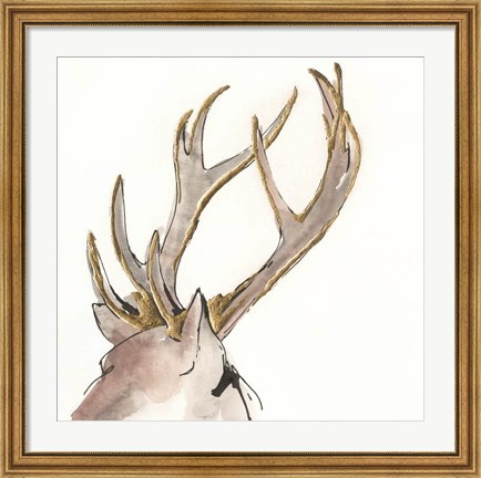 Framed Gilded Deer Print