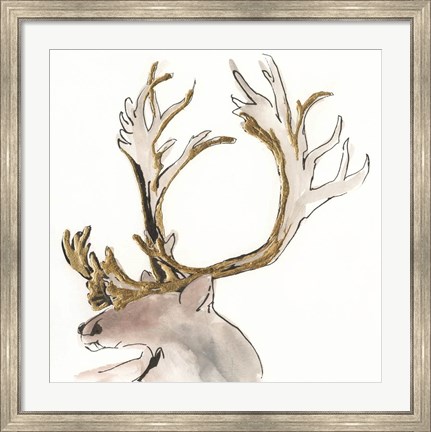 Framed Gilded Caribou II Print