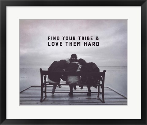 Framed Find Your Tribe - Friend Trio Grayscale Print