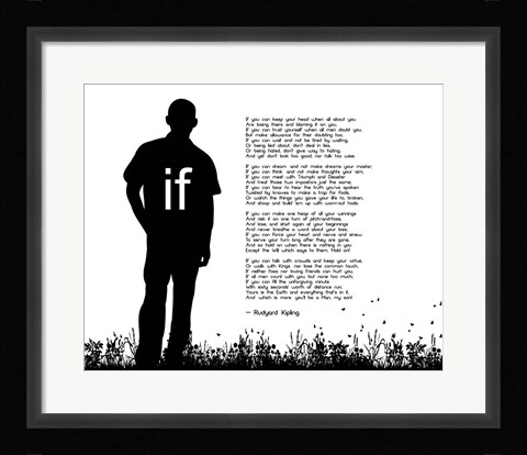 Framed If by Rudyard Kipling - Man Silhouette White Print