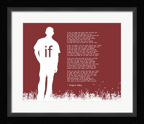 Framed If by Rudyard Kipling - Man Silhouette Red Print