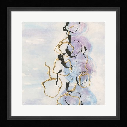 Framed Abstract Lines on Pastel I Print