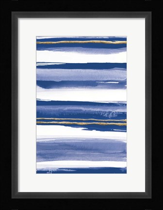 Framed Gilded Grey IV Indigo and White Print