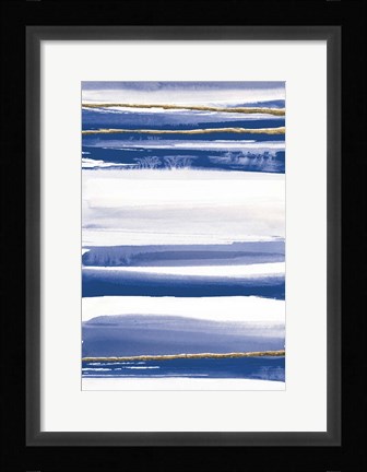 Framed Gilded Grey III Indigo and White Print