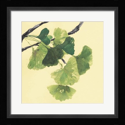 Framed Gingko Leaves I Dark Print