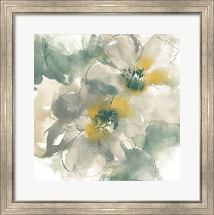 Framed Silver Quince I on White Print