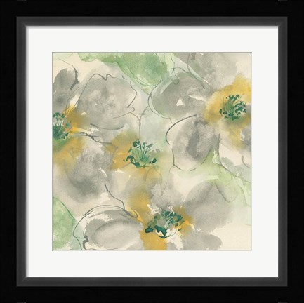 Framed Silver Quince II Teal Print
