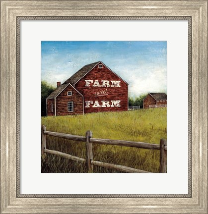 Framed Weathered Barns Red with Words Print