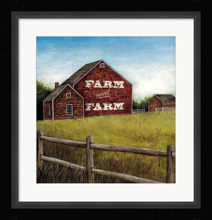 Framed Weathered Barns Red with Words Print