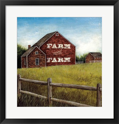Framed Weathered Barns Red with Words Print