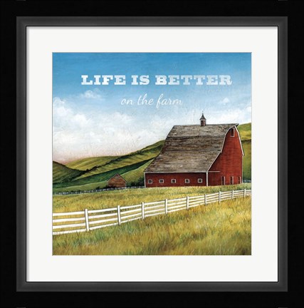 Framed Old Red Barn with Words Print