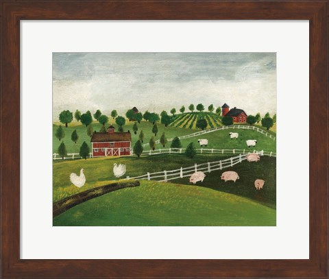 Framed Day at the Farm I Bright Print