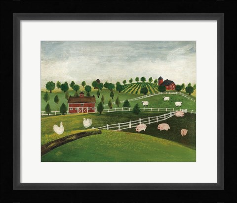 Framed Day at the Farm I Bright Print