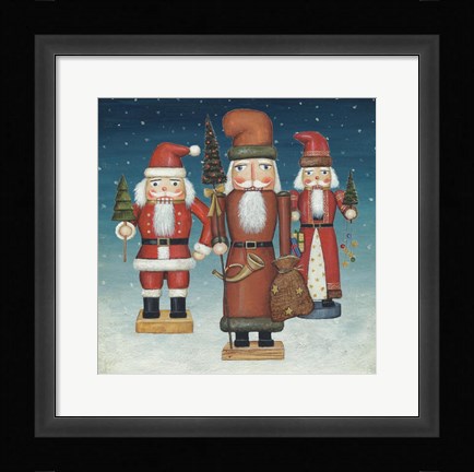 Framed Santa Nutcrackers Snow Print
