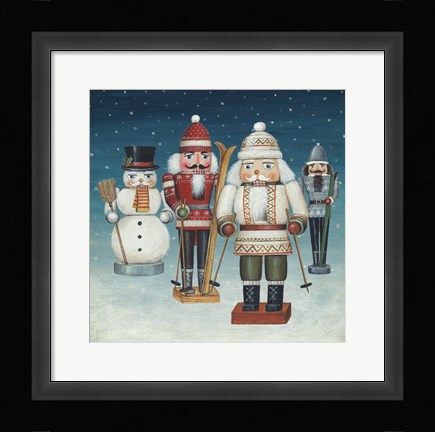 Framed Skier Nutcrackers Snow Print