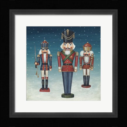 Framed Soldier Nutcrackers Snow Print