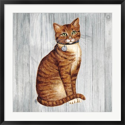 Framed Country Kitty IV on Wood Print