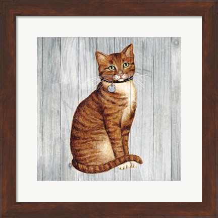 Framed Country Kitty IV on Wood Print