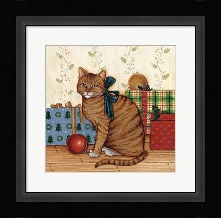 Framed Christmas Kitty II Print