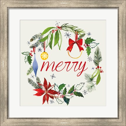 Framed Watercolor Christmas VIII Print