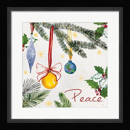 Framed Watercolor Christmas III Print