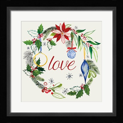 Framed Watercolor Christmas V Print