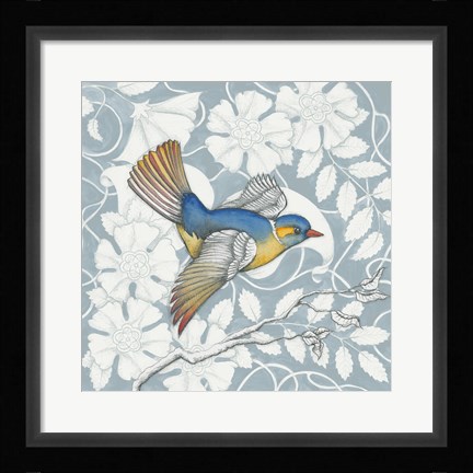 Framed Arts and Crafts Birds III Tone on Tone Print