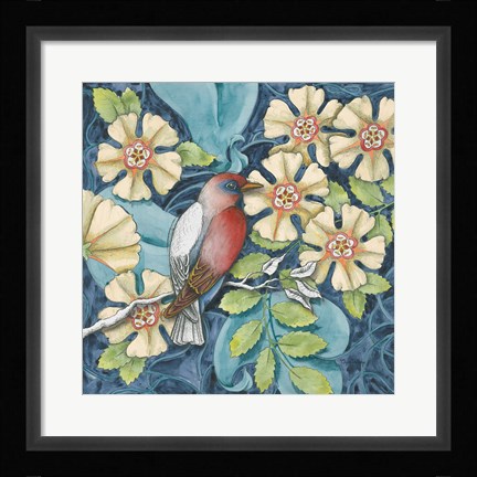 Framed Arts and Crafts Bird I Print