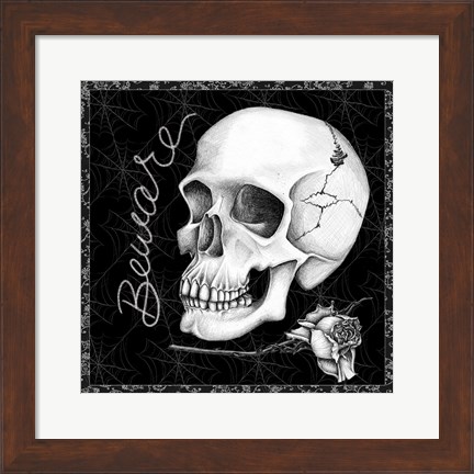 Framed Arsenic and Old Lace Skull Beware Print