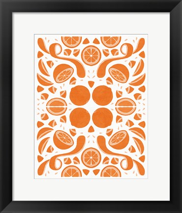 Framed Retro Orange Otomi Monotone Print
