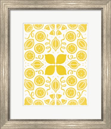 Framed Retro Lemon Otomi Monotone Print