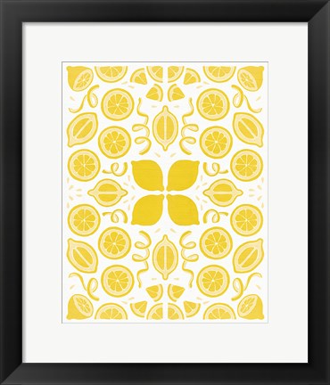 Framed Retro Lemon Otomi Monotone Print