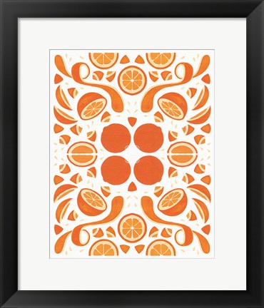 Framed Retro Orange Otomi Print