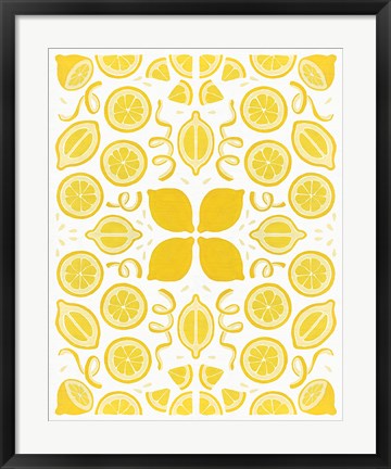 Framed Retro Lemon Otomi Print
