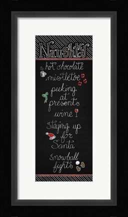 Framed Christmas Chalkboard Naughty Print