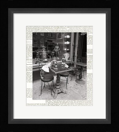 Framed Barking at the Waiter with Newsprint Print