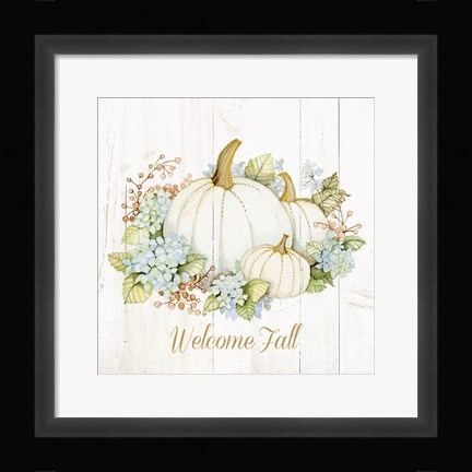 Framed Autumn Elegance I Gold Welcome Fall Print