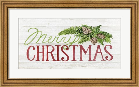 Framed Holiday Saying II on Wood Whitewash Print