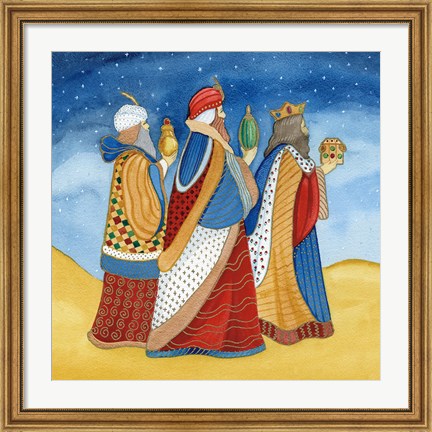Framed Christmas in Bethlehem I with Stars Print