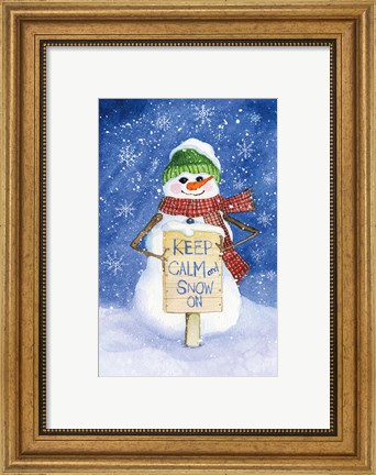 Framed Snowman Saying I on Blue Print