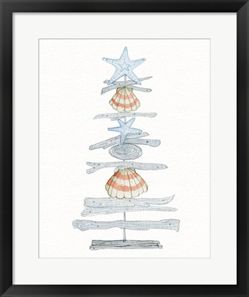 Framed Coastal Holiday Tree I Red Print