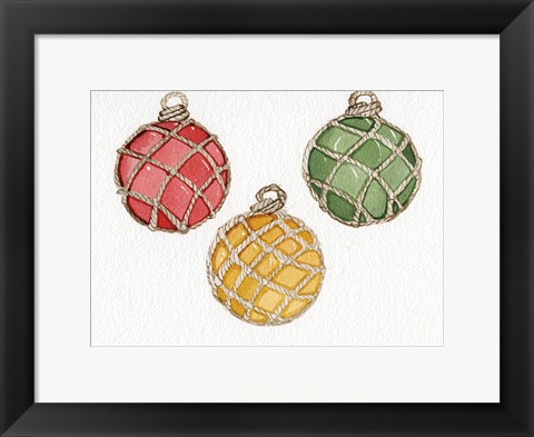 Framed Coastal Holiday Ornament VIII Print